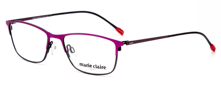 Profile View of Marie Claire MC6213-FUS Designer Progressive Lens Prescription Rx Eyeglasses in Fuchsia Hot Pink Purple Ladies Cateye Full Rim Stainless Steel 52 mm