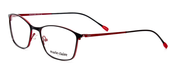 Profile View of Marie Claire MC6214-BKR Designer Bi-Focal Prescription Rx Eyeglasses in Black Red Ladies Cateye Full Rim Stainless Steel 54 mm