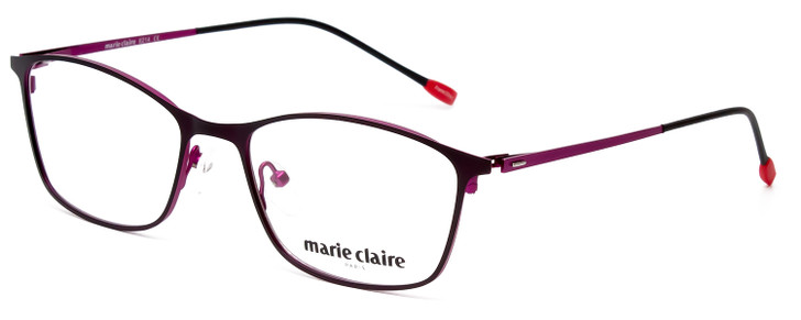 Profile View of Marie Claire MC6214-PFS Designer Reading Eye Glasses with Custom Cut Powered Lenses in Purple Fuchsia Hot Pink Ladies Cateye Full Rim Stainless Steel 54 mm