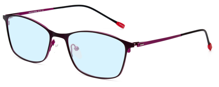 Profile View of Marie Claire MC6214-PFS Designer Blue Light Blocking Eyeglasses in Purple Fuchsia Hot Pink Ladies Cateye Full Rim Stainless Steel 54 mm