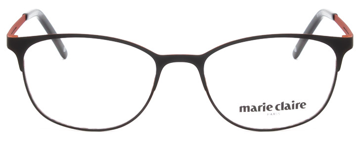 Front View of Marie Claire MC6216-BOG Designer Single Vision Prescription Rx Eyeglasses in Black Orange Ladies Classic Full Rim Stainless Steel 51 mm