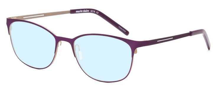 Profile View of Marie Claire MC6216-PGD Designer Blue Light Blocking Eyeglasses in Purple Gold Ladies Classic Full Rim Stainless Steel 51 mm