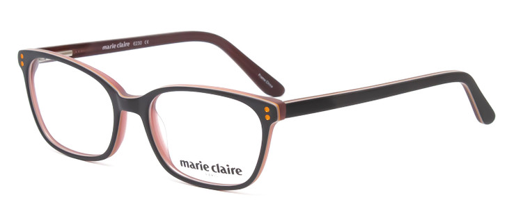 Profile View of Marie Claire MC6230-BUR Designer Bi-Focal Prescription Rx Eyeglasses in Burgundy Red Brown Orange Ladies Classic Full Rim Acetate 48 mm
