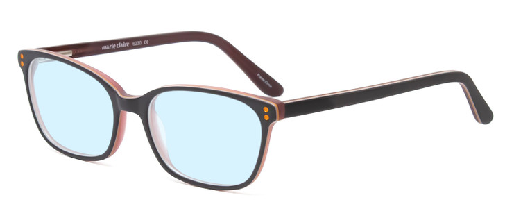 Profile View of Marie Claire MC6230-BUR Designer Blue Light Blocking Eyeglasses in Burgundy Red Brown Orange Ladies Classic Full Rim Acetate 48 mm