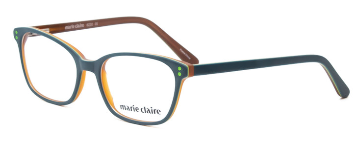 Profile View of Marie Claire MC6230-FOR Designer Reading Eye Glasses with Custom Cut Powered Lenses in Forest Green Black Orange Ladies Classic Full Rim Acetate 48 mm