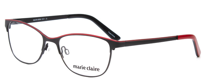 Profile View of Marie Claire MC6231-BKR Designer Bi-Focal Prescription Rx Eyeglasses in Black Red Ladies Cateye Full Rim Stainless Steel 51 mm