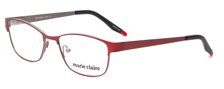 Profile View of Marie Claire MC6239-BUR Designer Bi-Focal Prescription Rx Eyeglasses in Burgundy Red Black Ladies Classic Full Rim Stainless Steel 49 mm