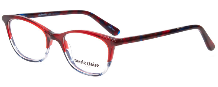 Profile View of Marie Claire MC6240-BGB Designer Bi-Focal Prescription Rx Eyeglasses in Burgundy Red Crystal Blue Fade Ladies Cateye Full Rim Acetate 48 mm