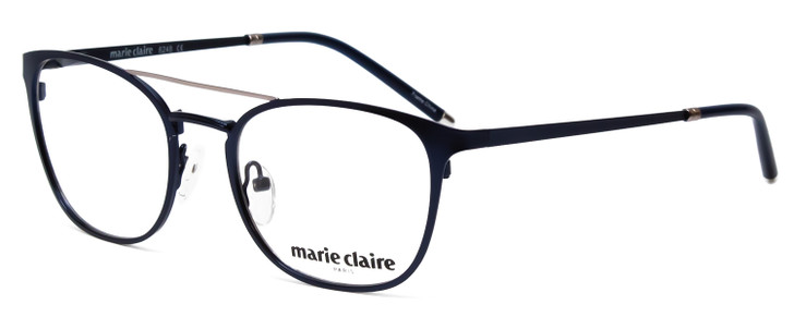 Profile View of Marie Claire MC6248-NVY Designer Bi-Focal Prescription Rx Eyeglasses in Navy Blue Ladies Classic Full Rim Stainless Steel 49 mm