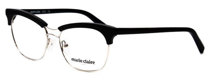 Profile View of Marie Claire MC6251-SIB Designer Bi-Focal Prescription Rx Eyeglasses in Silver Black Ladies Cateye Full Rim Stainless Steel 53 mm