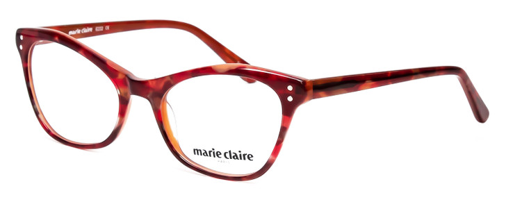 Profile View of Marie Claire MC6252-BUT Designer Reading Eye Glasses with Custom Cut Powered Lenses in Burgundy Red Tortoise Havana Ladies Cateye Full Rim Acetate 53 mm