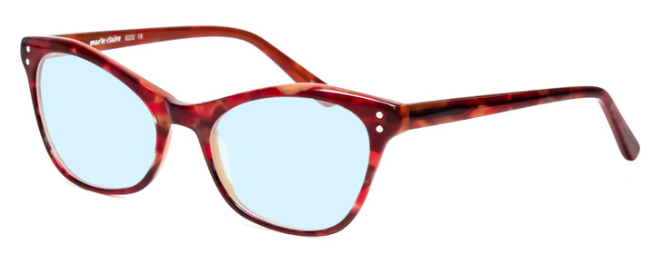 Profile View of Marie Claire MC6252-BUT Designer Blue Light Blocking Eyeglasses in Burgundy Red Tortoise Havana Ladies Cateye Full Rim Acetate 53 mm