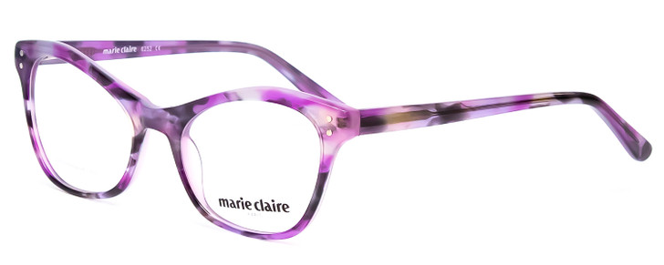 Profile View of Marie Claire MC6252-PTO Cateye Designer Reading Glasses in Purple Tortoise 53 mm