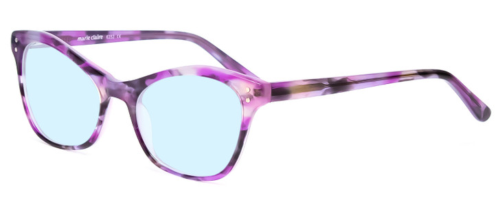 Profile View of Marie Claire MC6252-PTO Designer Blue Light Blocking Eyeglasses in Purple Tortoise Havana Ladies Cateye Full Rim Acetate 53 mm