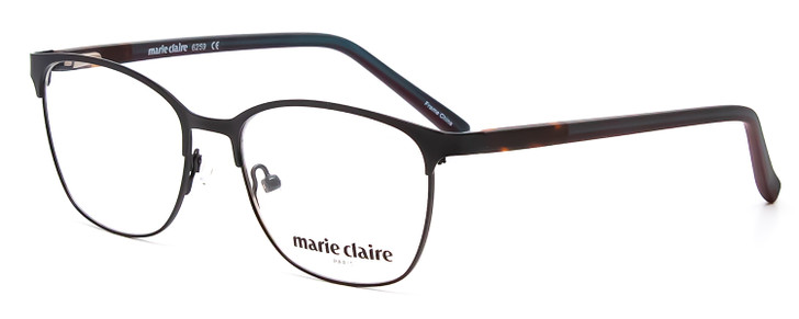 Profile View of Marie Claire MC6259-BLK Designer Bi-Focal Prescription Rx Eyeglasses in Black Ladies Cateye Full Rim Stainless Steel 49 mm