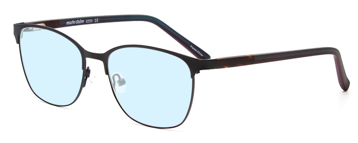 Profile View of Marie Claire MC6259-BLK Designer Blue Light Blocking Eyeglasses in Black Ladies Cateye Full Rim Stainless Steel 49 mm