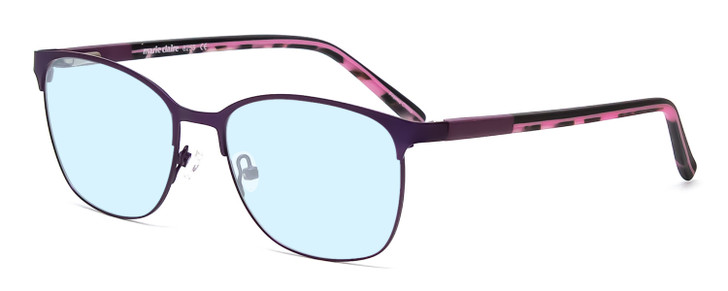 Profile View of Marie Claire MC6259-PUR Designer Blue Light Blocking Eyeglasses in Purple Marble Pink Ladies Cateye Full Rim Stainless Steel 49 mm