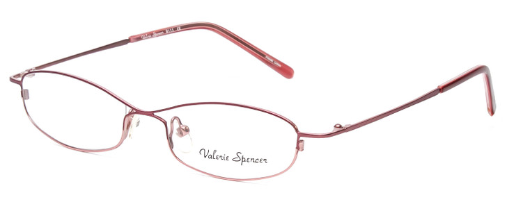 Profile View of Valerie Spencer VS9111-BUR Designer Single Vision Prescription Rx Eyeglasses in Burgundy Red Pink Ladies Oval Full Rim Metal 48 mm