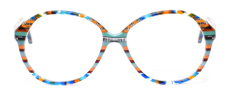 Johann Von Goisern Crystal Orange Blue Green Stripe 57 mm Progressive Eyeglasses