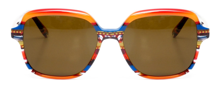 Johann Von Goisern Designer Sunglasses Orange Red Crystal Stripe/Amber Brown 54