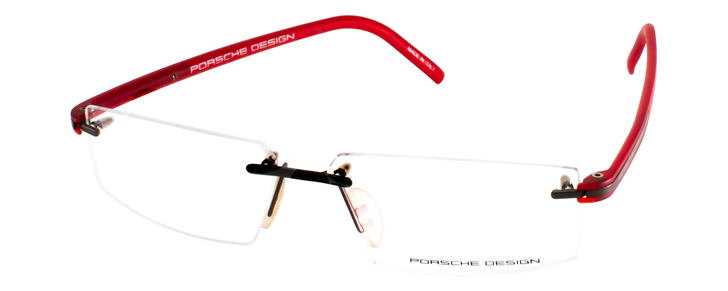 Porsche Design P8153-D-58mm Rimless in Matte Dark Grey Crystal Red Eyeglasses Rx