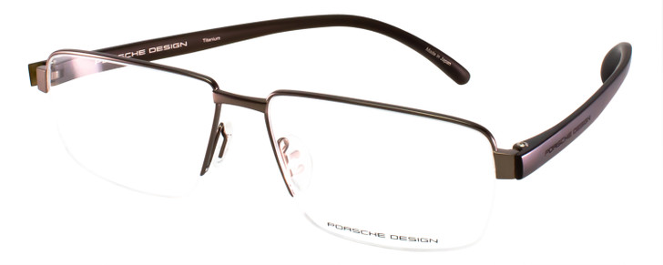 Profile View of Porsche P8272-C-57 mm Titanium .5-Rimless Reading Glasses Gun Metal SIlver Black