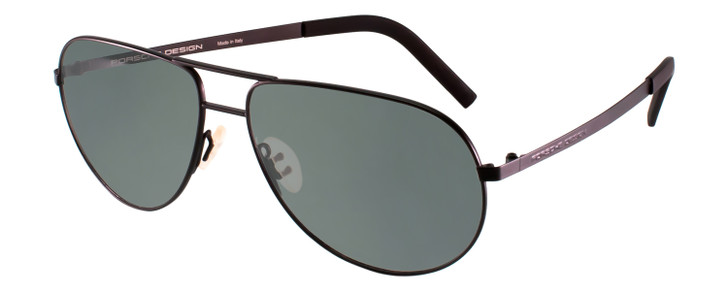 Profile View of Porsche Design P8280-A-59 Designer Polarized Sunglasses with Custom Cut Smoke Grey Lenses in Black Gun Metal Unisex Aviator Full Rim Titanium 59 mm