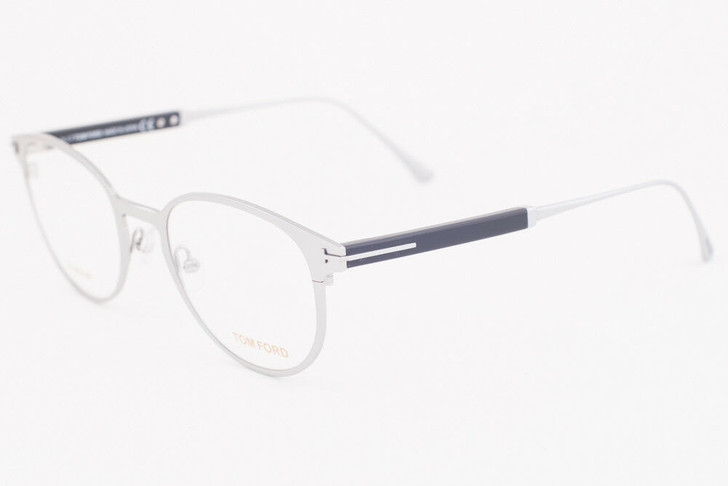 Tom Ford TF5482-018 Round Full Rim Designer Reading Glasses in Silver Blue 50 mm