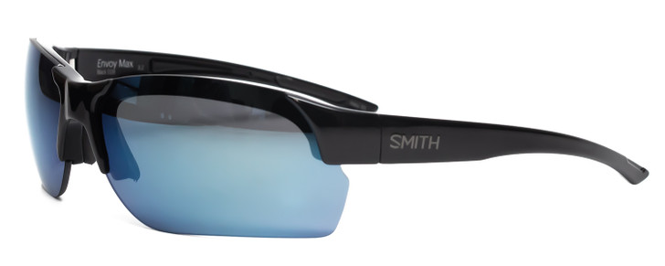 Smith Optics ENVOY MAX Unisex .5-Rimless Sunglasses Gloss Black/Blue Mirror 71mm