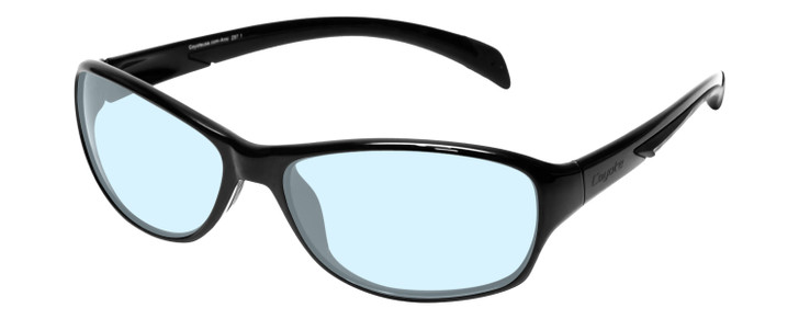 Profile View of Coyote BP-14 Designer Blue Light Blocking Eyeglasses in Gloss Black Unisex Wrap Full Rim Acetate 58 mm