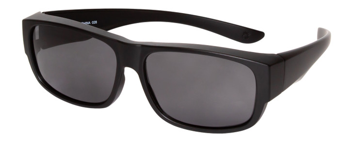 Profile View of Calabria 9011POL Medium Polarized Fitover Sunglasses in Matte Black & Smoke Grey