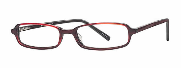 Profile View of Calabria Vivid 733 Designer Blue Light Blocking Glasses in Black Red Ladies 49mm