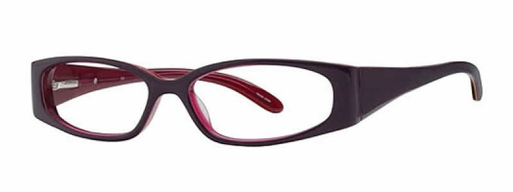 Profile View of Calabria Vivid 737 Designer Blue Light Blocking Glasses Black Purple Oval Oval