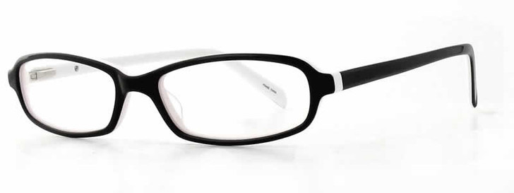 Profile View of Calabria Vivid 743 Designer Blue Light Blocking Glasses in Black White Oval 51mm