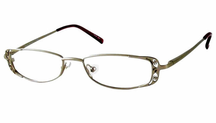 Profile View of Valerie Spencer Designer Blue Light Blocking Glasses 9118 in Silver Oval 49mm