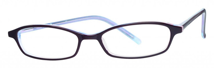 Profile View of Calabria Vivid 723 Designer Blue Light Block Glasses in Black Blue Cateye 49mm