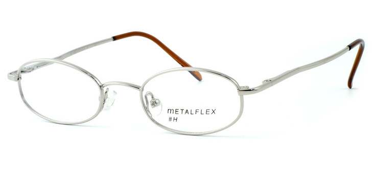 Profile View of Calabria MetaFlex H Shiny Chrome 42 mm Designer Blue Light Blocking Glasses