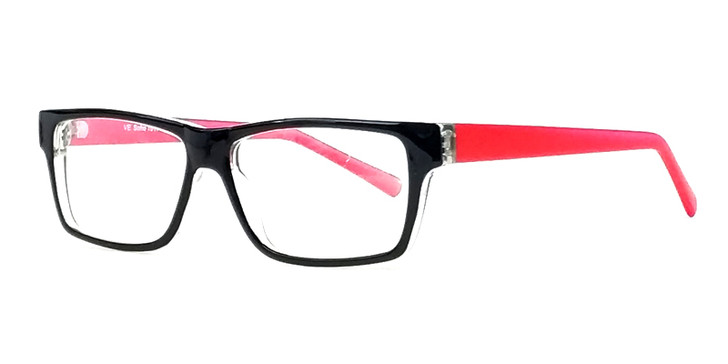 Profile View of Calabria Soho by Vivid 1017 Designer Blue Light Glasses in Black & Crystal Red