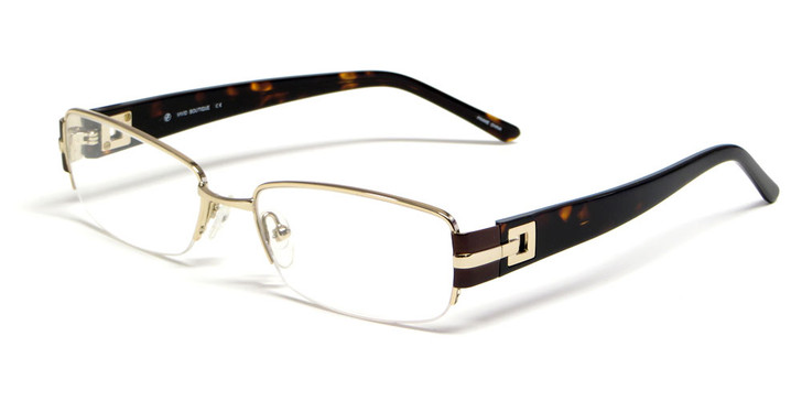 Calabria Viv 5012 Designer Blue Light Blocking Glasses Gold Tortoise Rectangle