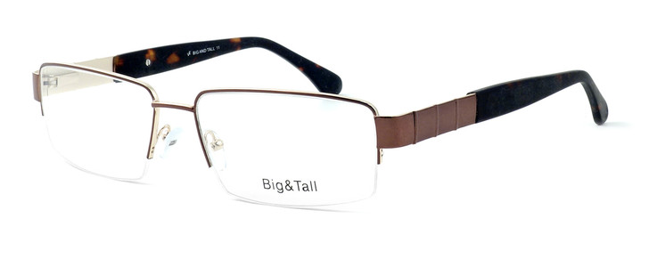 Profile View of Calabria Optical Designer Blue Light Blocking Glasses Big&Tall Style 11 in Brown