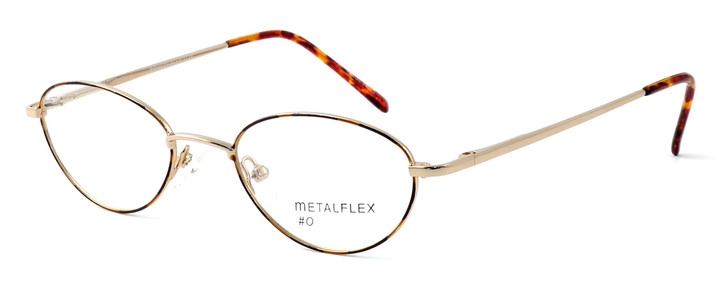 Profile View of Calabria MetalFlex Designer Blue Light Blocking Glasses O in Gold in Brown Oval