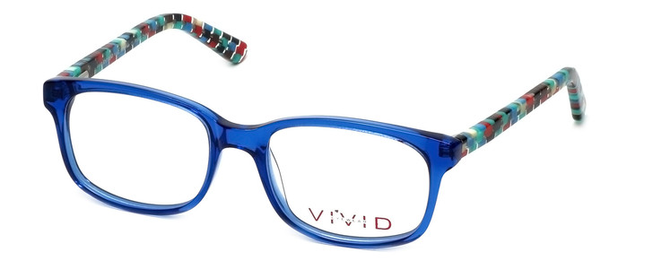 Profile View of Calabria Viv Designer Blue Light Blocking Glasses 144 in Blue Ladies Square 48mm