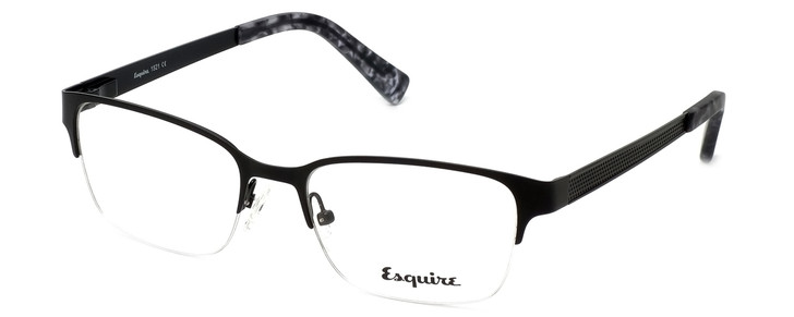 Profile View of Esquire Designer Blue Light Blocking Glasses EQ1521 Satin-Black 53mm Oval Oval