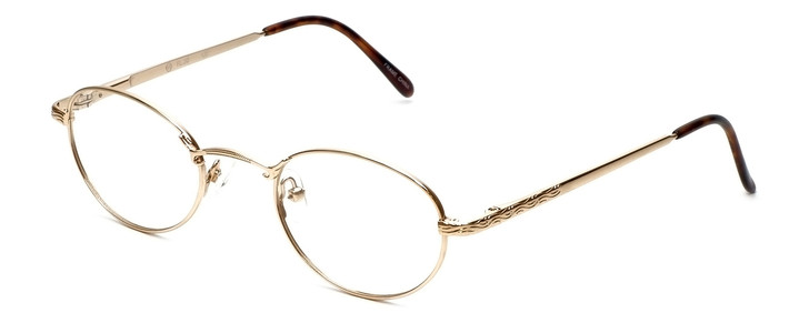 Profile View of Flex Collection Designer Blue Light Blocking Glasses FL-30 Gold 48mm Women Round