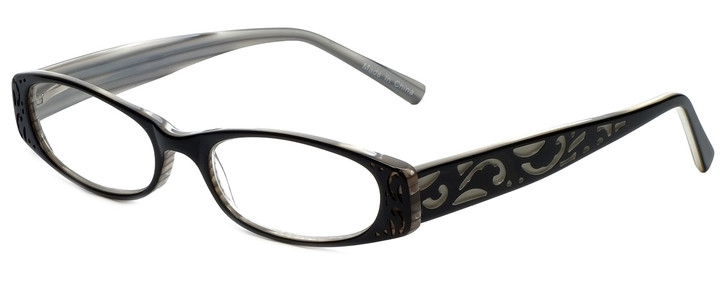 Profile View of Calabria Designer Blue Light Blocking Glasses 854 Ebony Unisex Acetate Oval 60mm