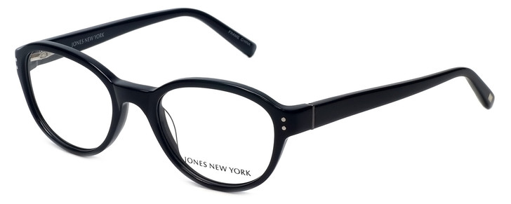 Profile View of Jones New York Designer Blue Light Block Glasses J752 in Black 49mm Round 49mm