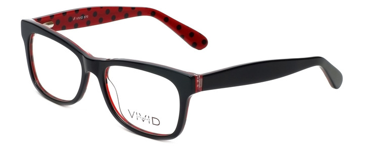 Profile View of Calabria Viv Designer Blue Light Blocking Glasses 870 in Black-Red 55mm Square
