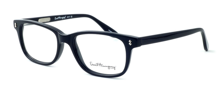 Profile View of Ernest Hemingway Designer Blue Light Blocking Glasses H4617 in Black 52mm Square