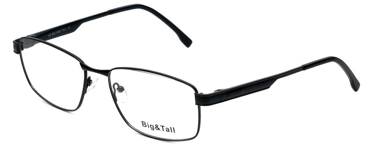 Profile View of Big&Tall Designer Blue Light Blocking Glasses 16 in Mens Black Square Metal 59mm