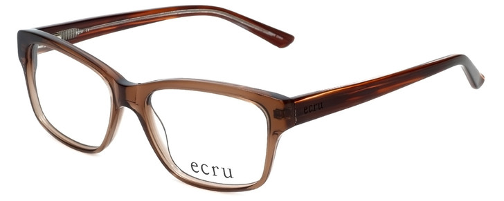 Profile View of Ecru Designer Blue Light Blocking Glasses Collins-037 in Brown 53mm Square 53mm